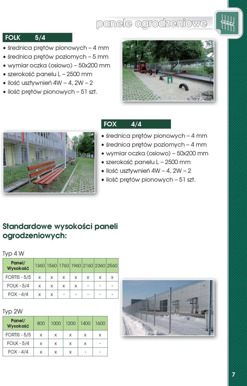 panele ogrodzeniowe FOX 4/4 średnica prętów pionowych 4 mm średnica prętów poziomych 4 mm wymiar oczka (osiowo) 50x200 mm szerokość panelu L 2500 mm ilość usztywnień 4W 4,