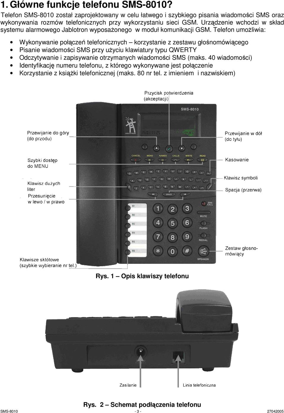 Urządzenie wchodzi w skład systemu alarmowego Jablotron wyposażonego w moduł komunikacji GSM.