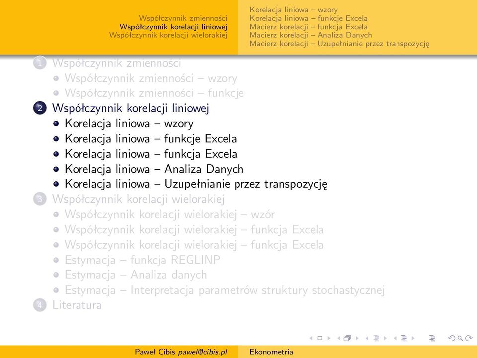 zmienności wzory Współczynnik zmienności funkcje 2 Korelacja liniowa wzory Korelacja liniowa funkcje Excela