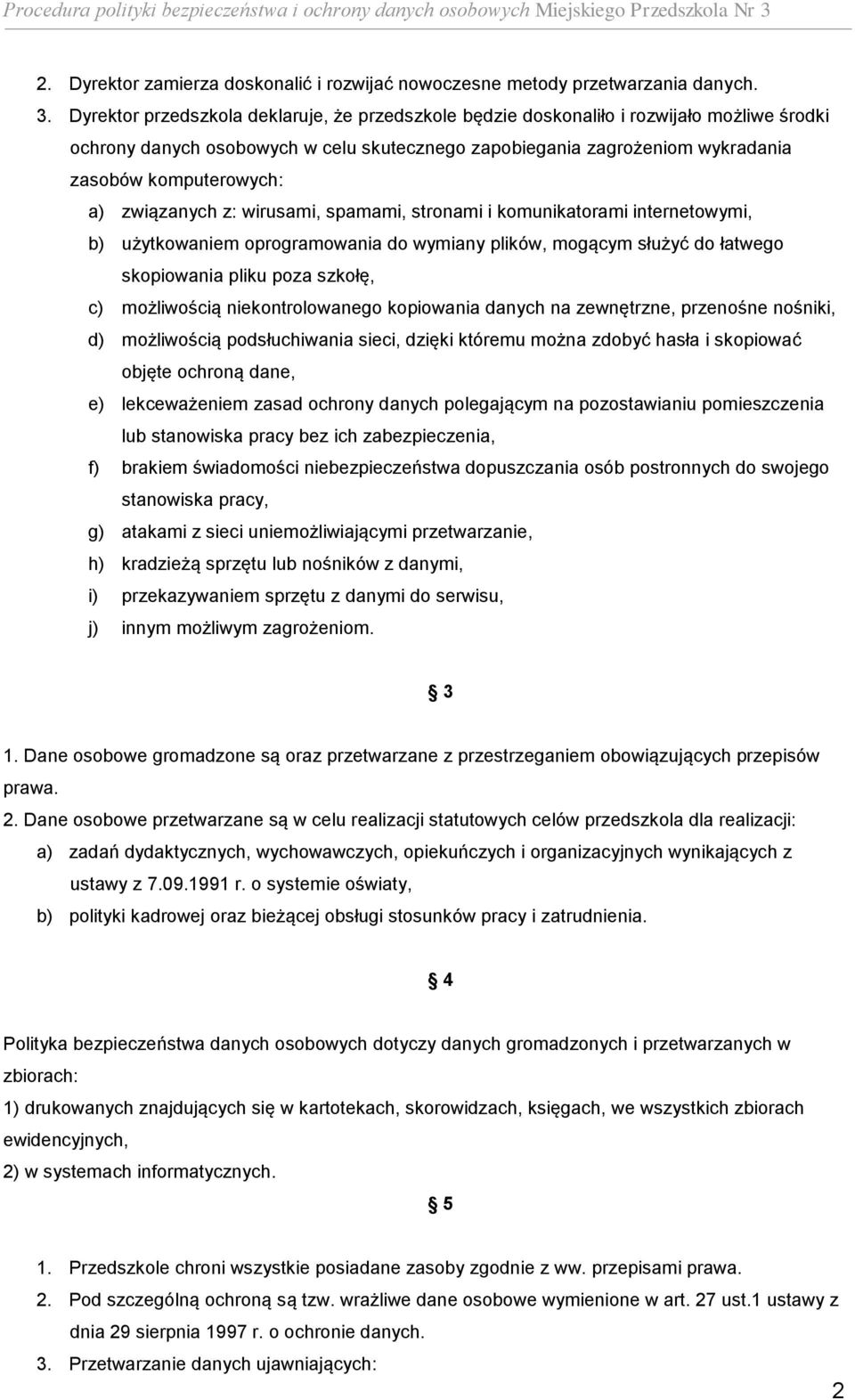 PROCEDURA POLITYKI BEZPIECZEŃSTWA I OCHRONY DANYCH OSOBOWYCH - PDF Free  Download