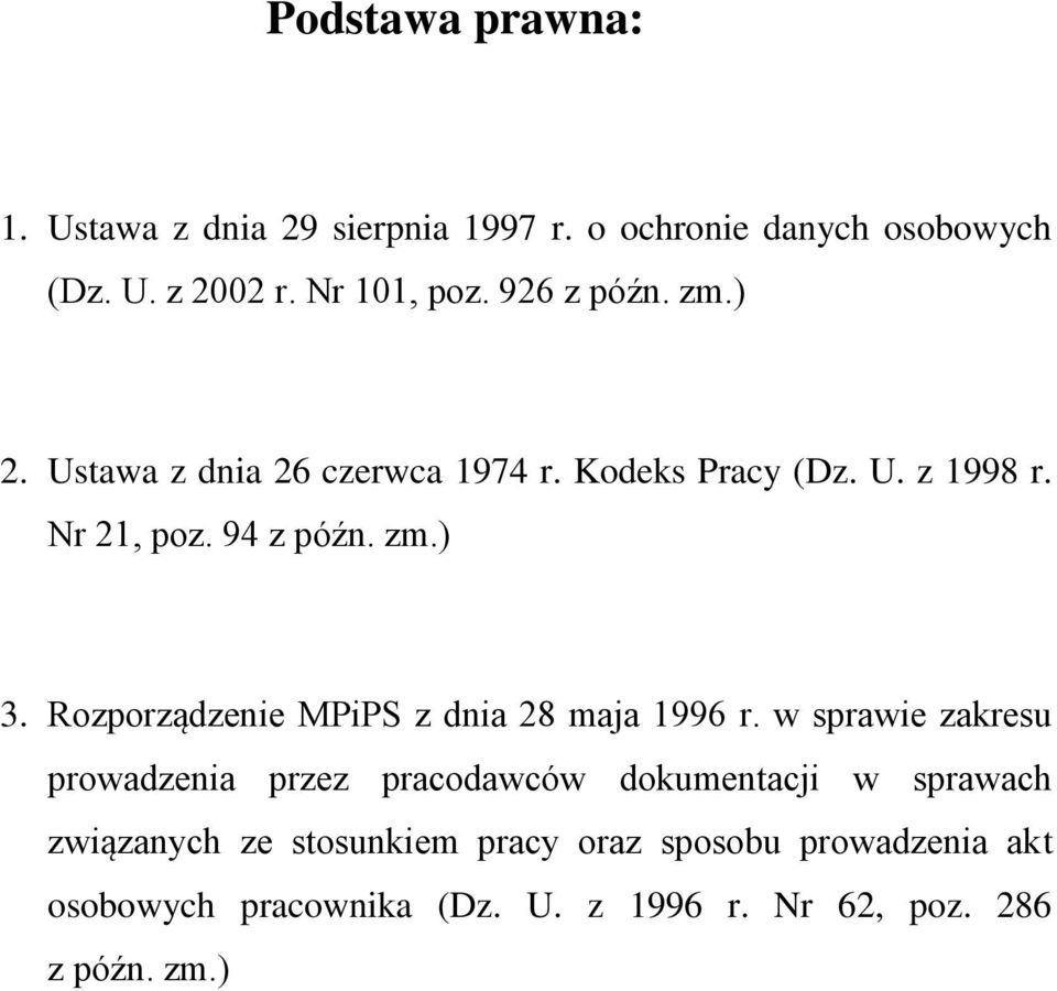 Rozporządzenie MPiPS z dnia 28 maja 1996 r.