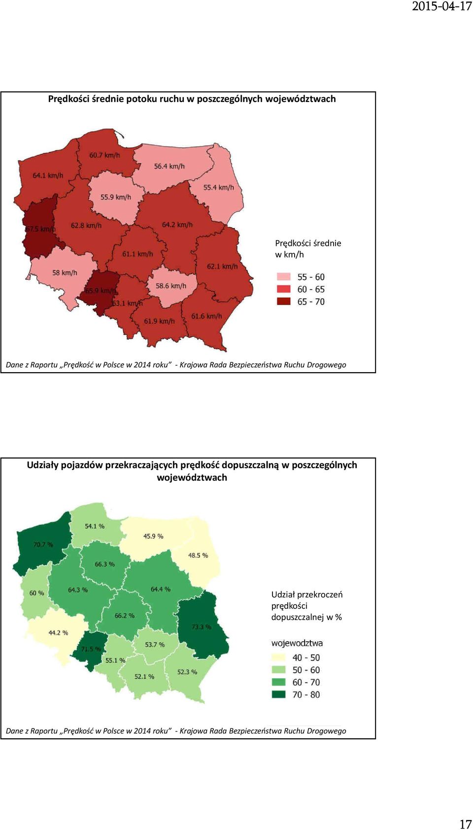 przekraczających prędkość dopuszczalną w poszczególnych województwach Udział przekroczeń prędkości