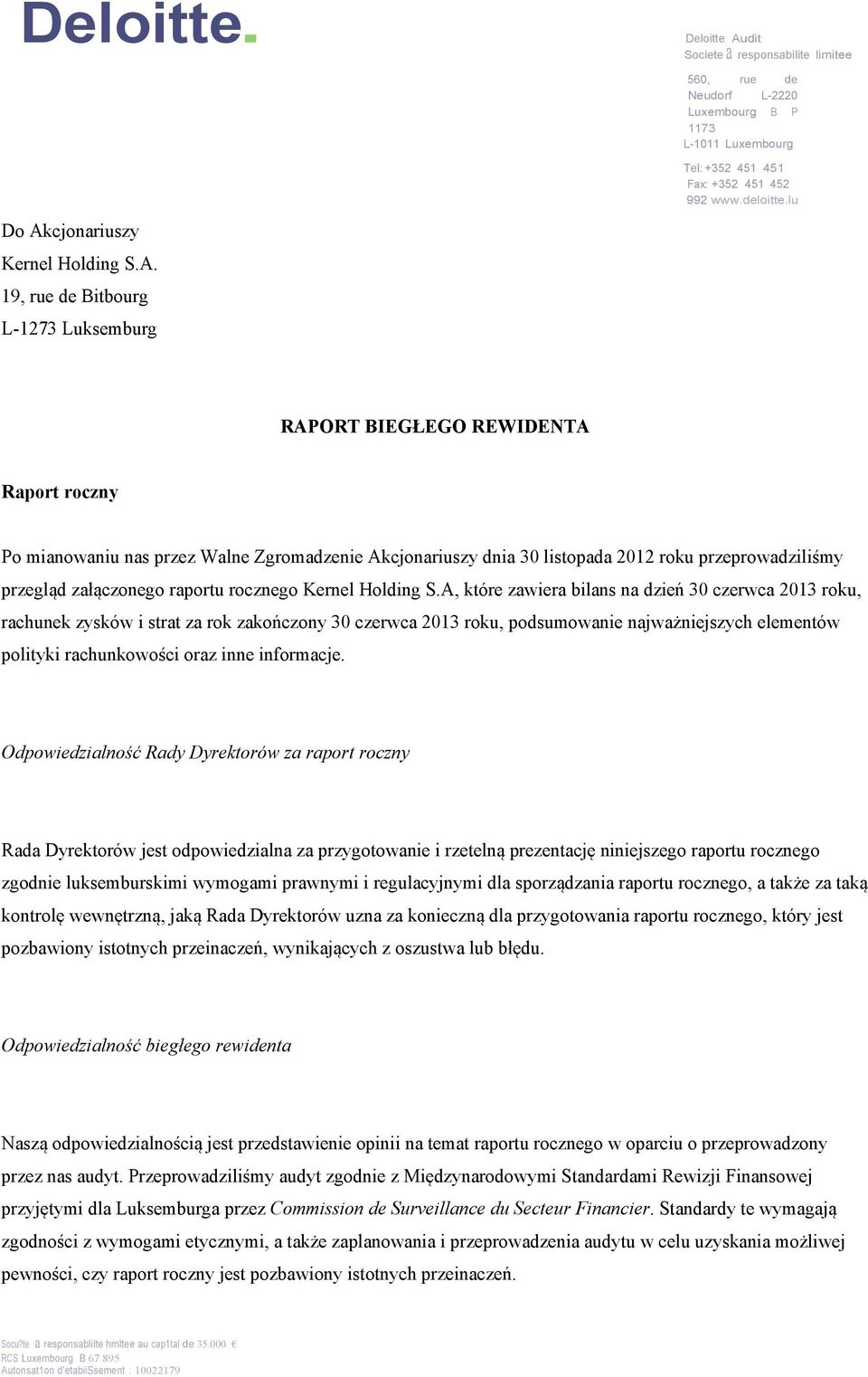 cjonariuszy Kernel Holding S.A.
