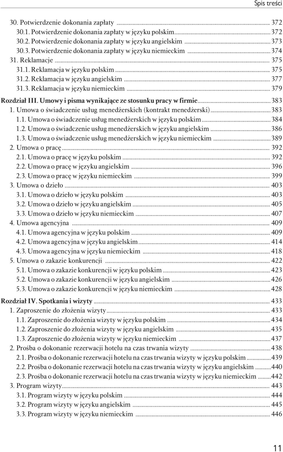 Umowy i pisma wynikające ze stosunku pracy w firmie...383 1. Umowa o świadczenie usług menedżerskich (kontrakt menedżerski)...383 1.1. Umowa o świadczenie usług menedżerskich w języku polskim...384 1.