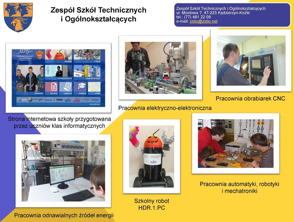 net Pracownia elektryczno-elektroniczna Pracownia obrabiarek CNC Strona internetowa szkoły przygotowana