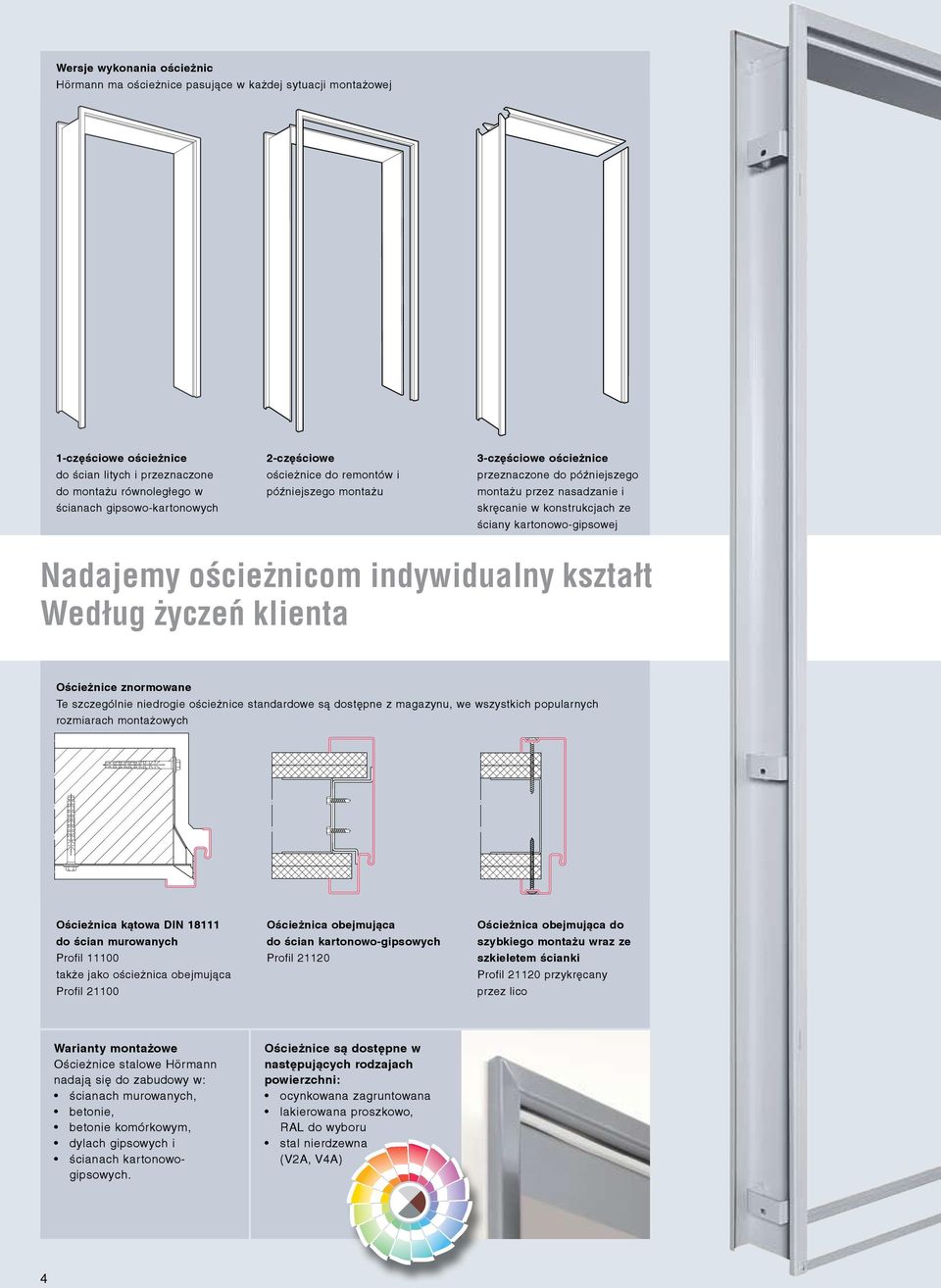 Nadajemy ościeżnicom indywidualny kształt Według życzeń klienta Ościeżnice znormowane Te szczególnie niedrogie ościeżnice standardowe są dostępne z magazynu, we wszystkich popularnych rozmiarach