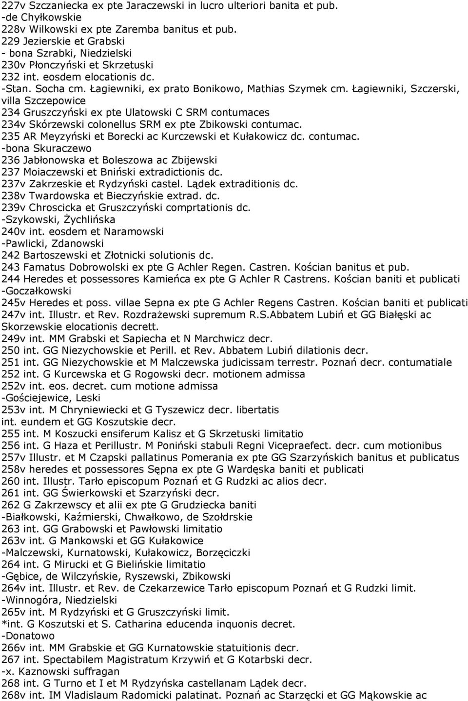 Łagiewniki, Szczerski, villa Szczepowice 234 Gruszczyński ex pte Ulatowski C SRM contumaces 234v Skórzewski colonellus SRM ex pte Zbikowski contumac.