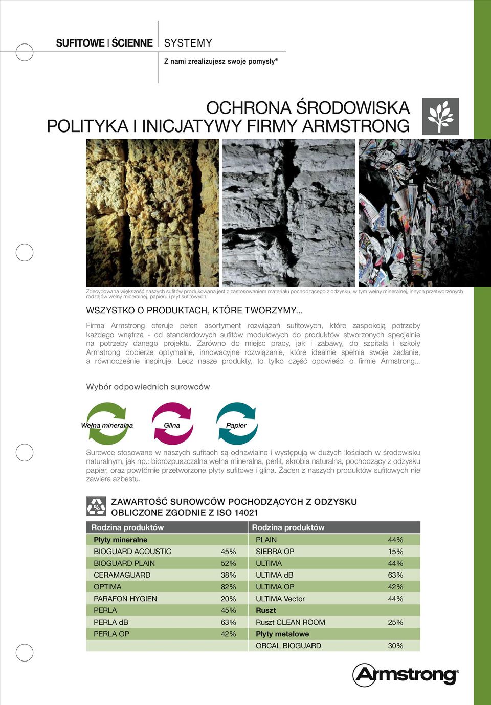 .. Firma Armstrong oferuje pełen asortyment rozwiązań sufitowych, które zaspokoją potrzeby każdego wnętrza - od standardowych sufitów modułowych do produktów stworzonych specjalnie na potrzeby danego