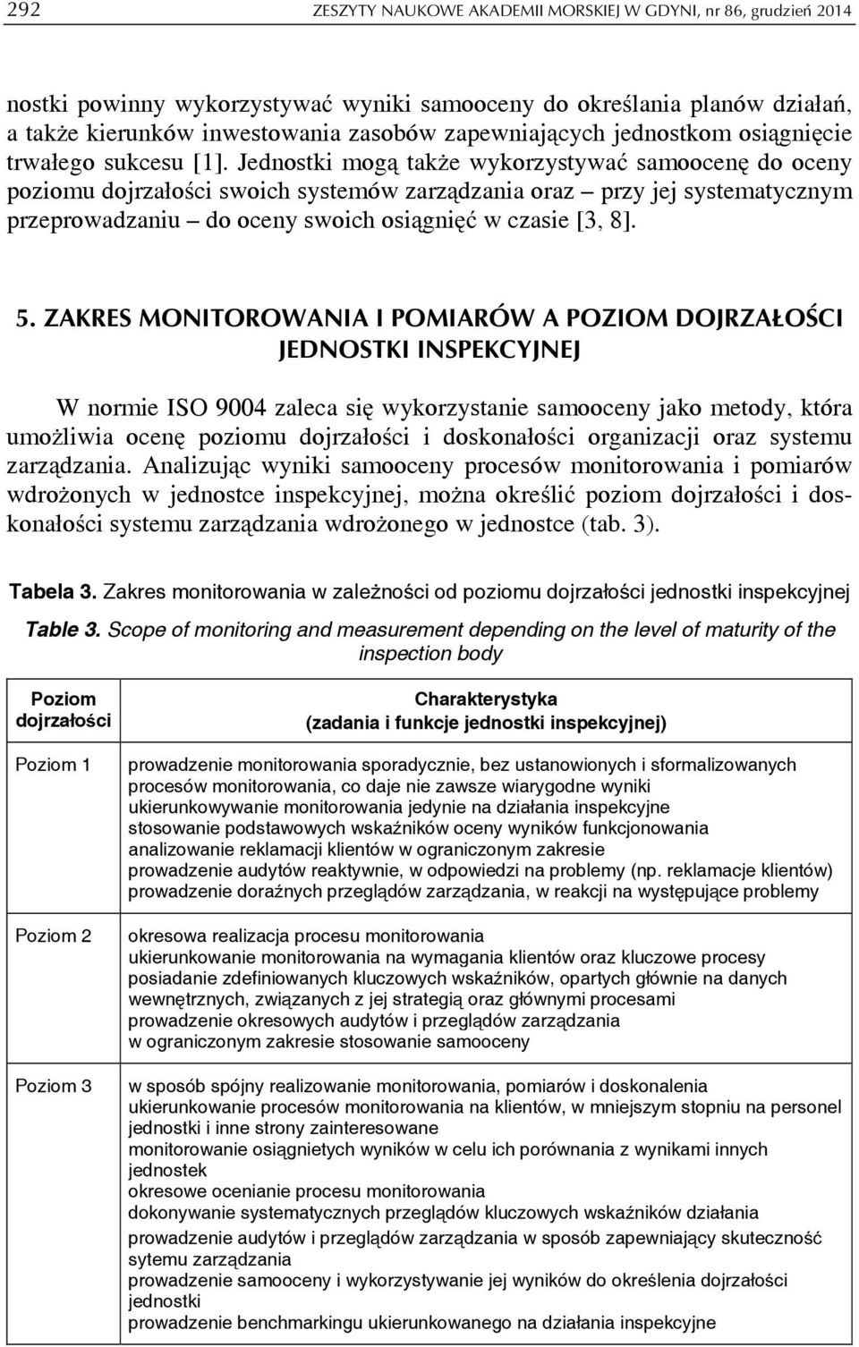 Jednostki mogą także wykorzystywać samoocenę do oceny poziomu dojrzałości swoich systemów zarządzania oraz przy jej systematycznym przeprowadzaniu do oceny swoich osiągnięć w czasie [3, 8]. 5.