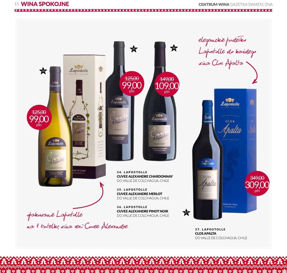 LAPOSTOLLE CUVEE ALEXANDRE MERLOT DO VALLE DE COLCHAGUA, CHILE 349,00 309,00 opakowanie Lapostolle na 1 butelkę wina serii
