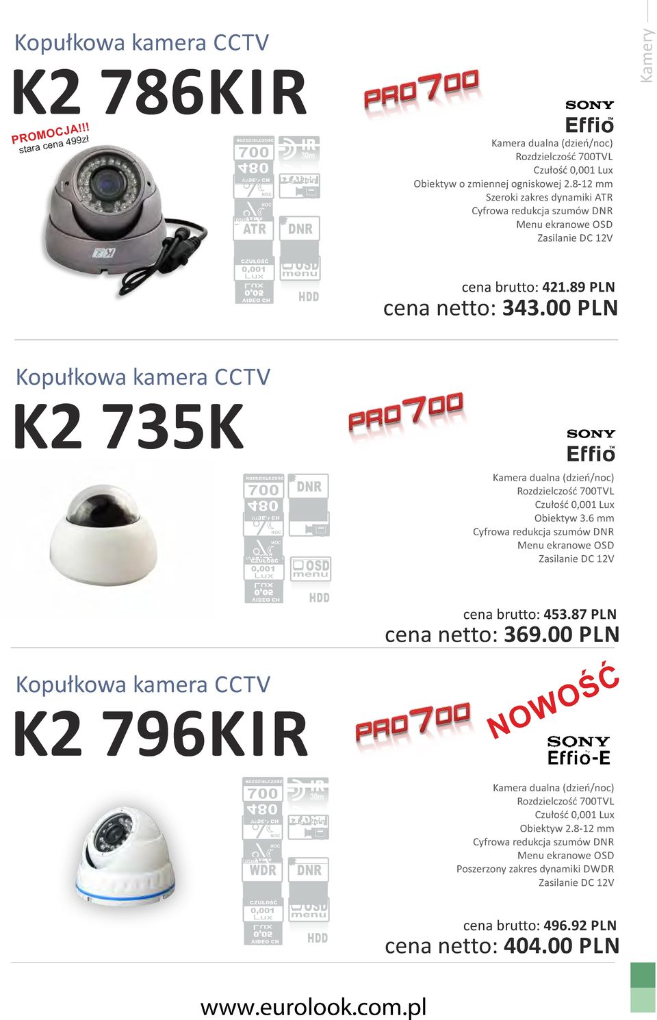 00 PLN Kamery Kopułkowa kamera CCTV K2 735K 700 0,001 CH AUDIO Kamera dualna (dzieńnoc) Rozdzielczość 700TVL Czułość 0,001 Obiektyw 3.