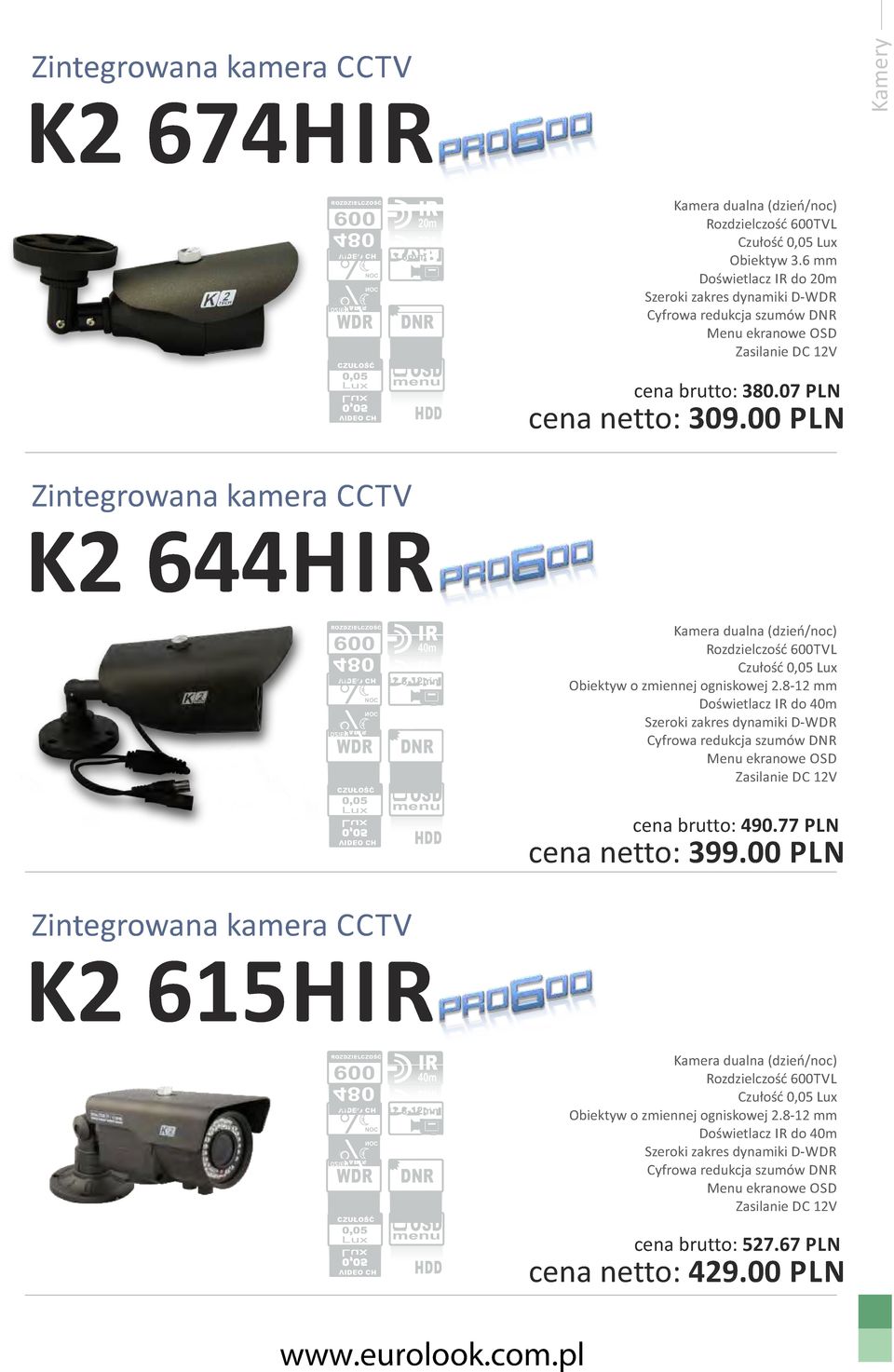 -12mm 20m Kamera dualna (dzieńnoc) Rozdzielczość 600TVL Czułość 0,05 Obiektyw o zmiennej ogniskowej 2.