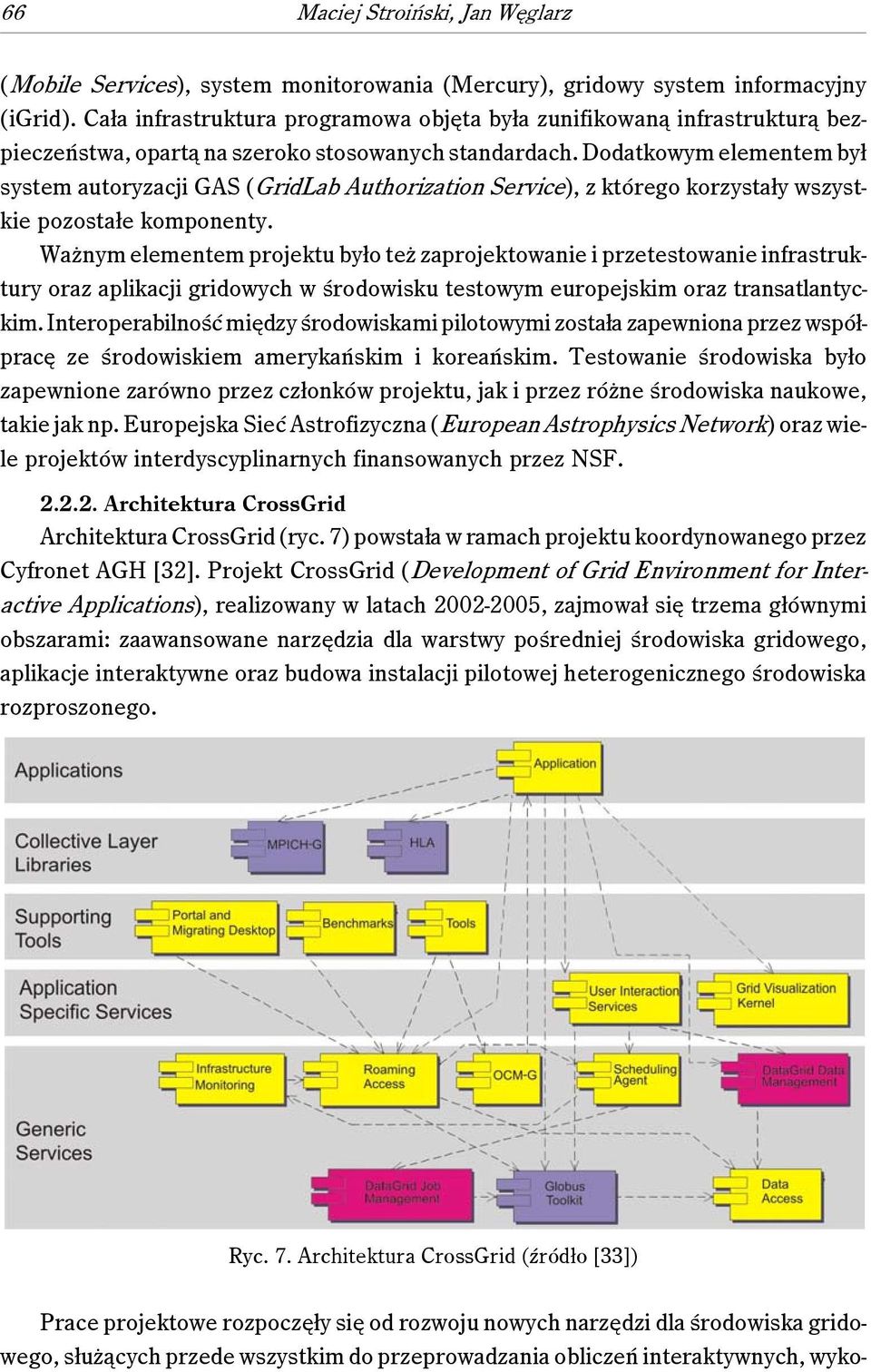 Dodatkowym elementem był system autoryzacji GAS (GridLab Authorization Service), z którego korzystały wszystkie pozostałe komponenty.