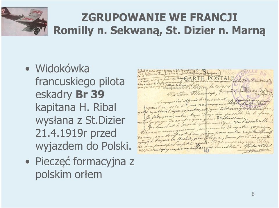 Marną Widokówka francuskiego pilota eskadry Br 39