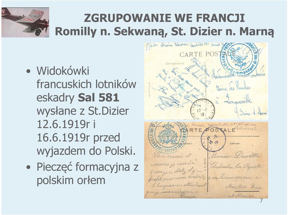 Marną Widokówki francuskich lotników eskadry Sal 581