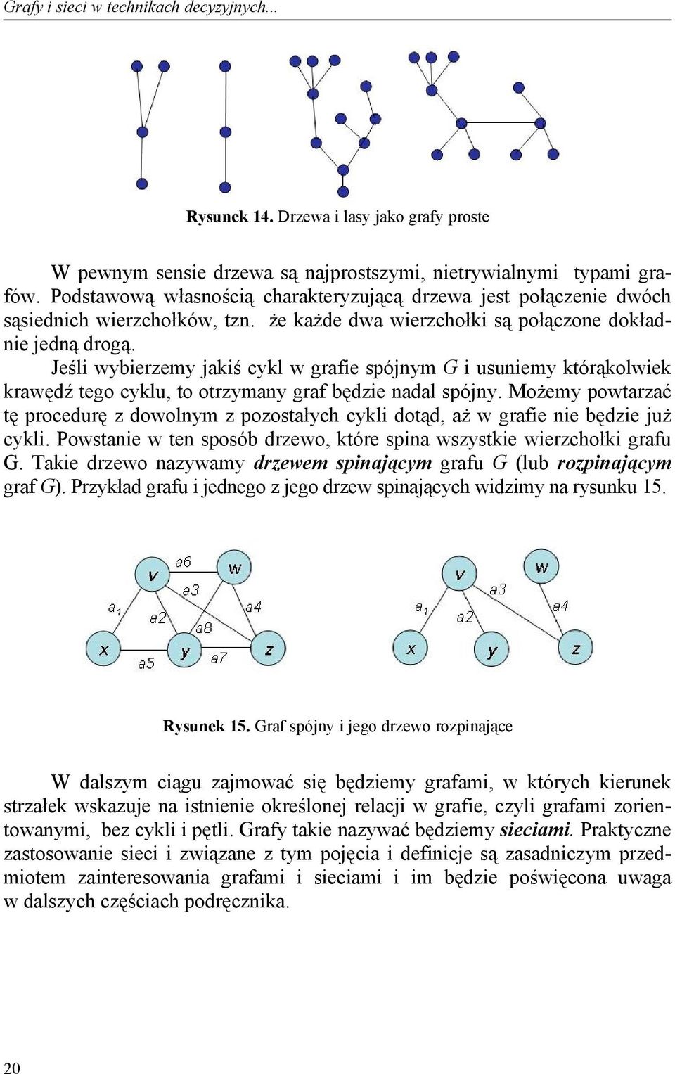 Jeśli wybierzemy jakiś cykl w grafie spójnym G i usuniemy którąkolwiek krawędź tego cyklu, to otrzymany graf będzie nadal spójny.