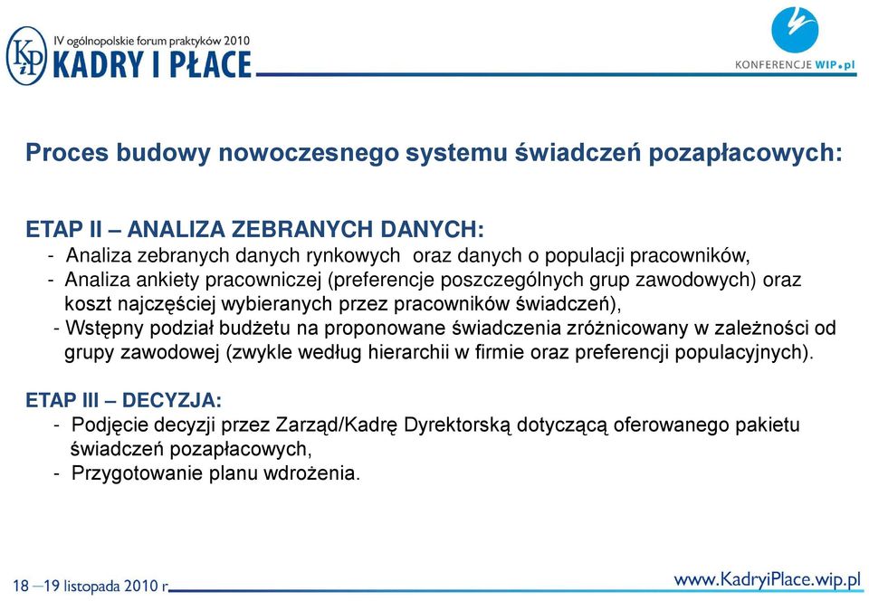 Wstępny podział budżetu na proponowane świadczenia zróżnicowany w zależności od grupy zawodowej (zwykle według hierarchii w firmie oraz preferencji