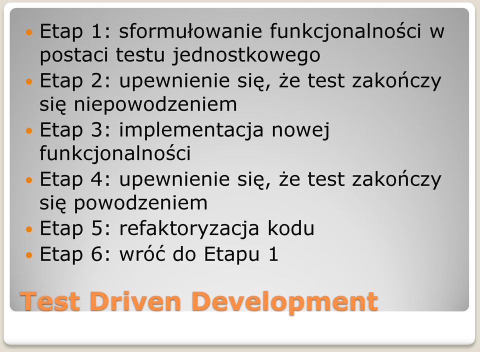 nowej funkcjonalności Etap 4: upewnienie się, że test zakończy się