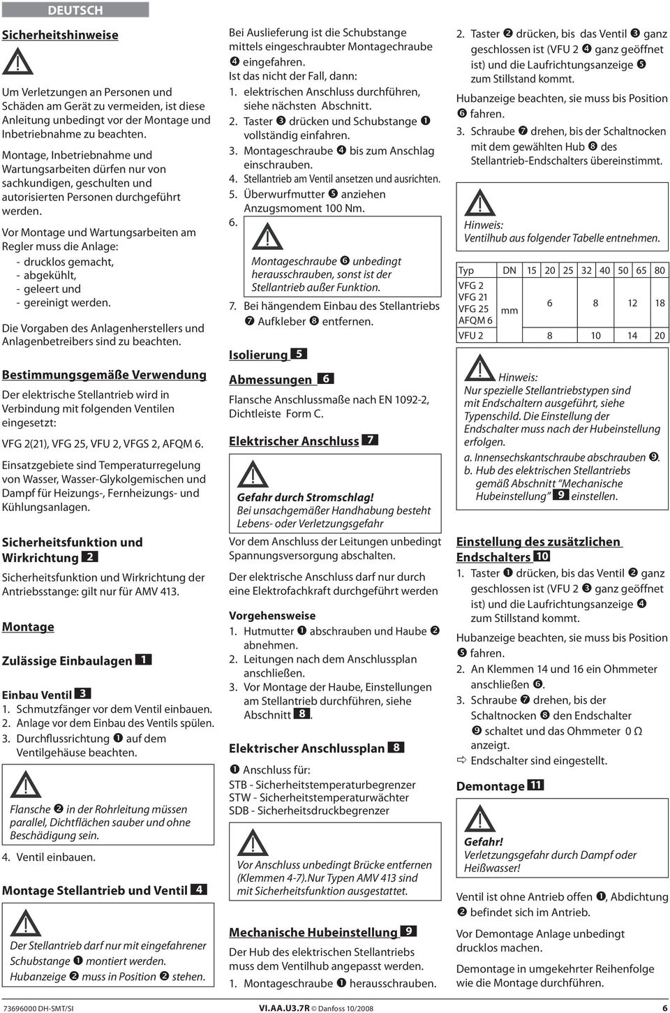 Vor Montage und Wartungsarbeiten am Regler muss die Anlage: - drucklos gemacht, - abgekühlt, - geleert und - gereinigt werden.