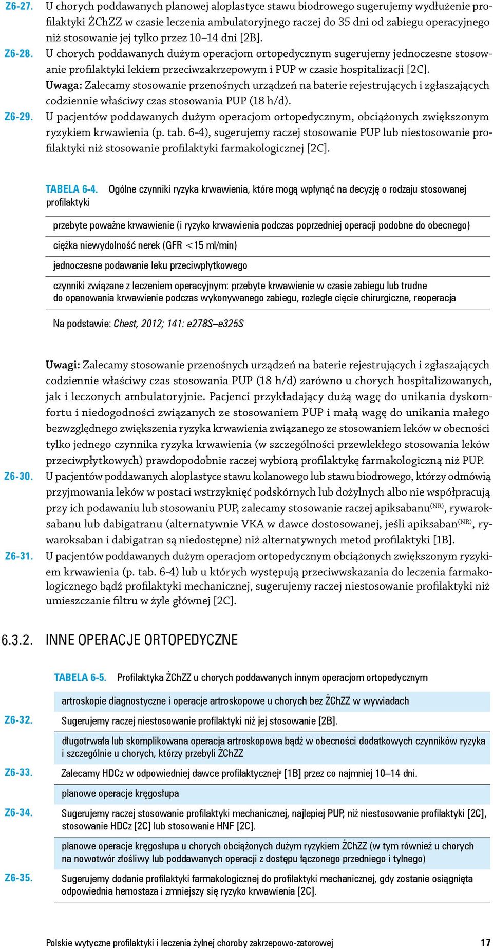 tylko przez 10 14 dni [2B]. U chorych poddawanych dużym operacjom ortopedycznym sugerujemy jednoczesne stosowanie profilaktyki lekiem przeciwzakrzepowym i PUP w czasie hospitalizacji [2C].