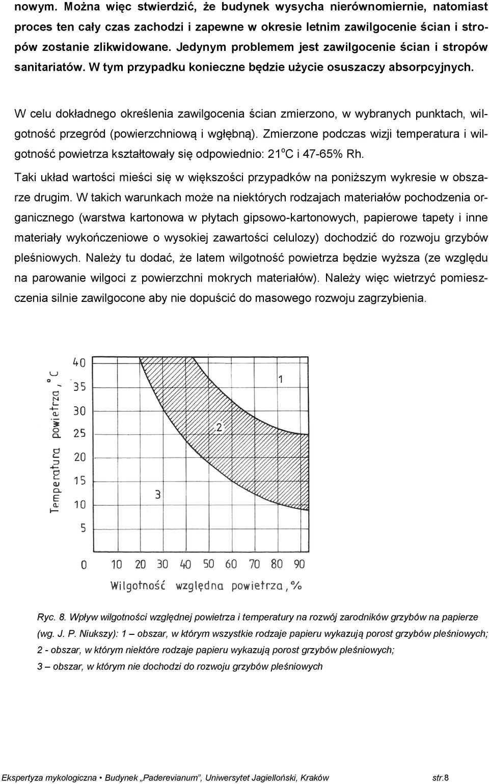 W celu dokładnego określenia zawilgocenia ścian zmierzono, w wybranych punktach, wilgotność przegród (powierzchniową i wgłębną).