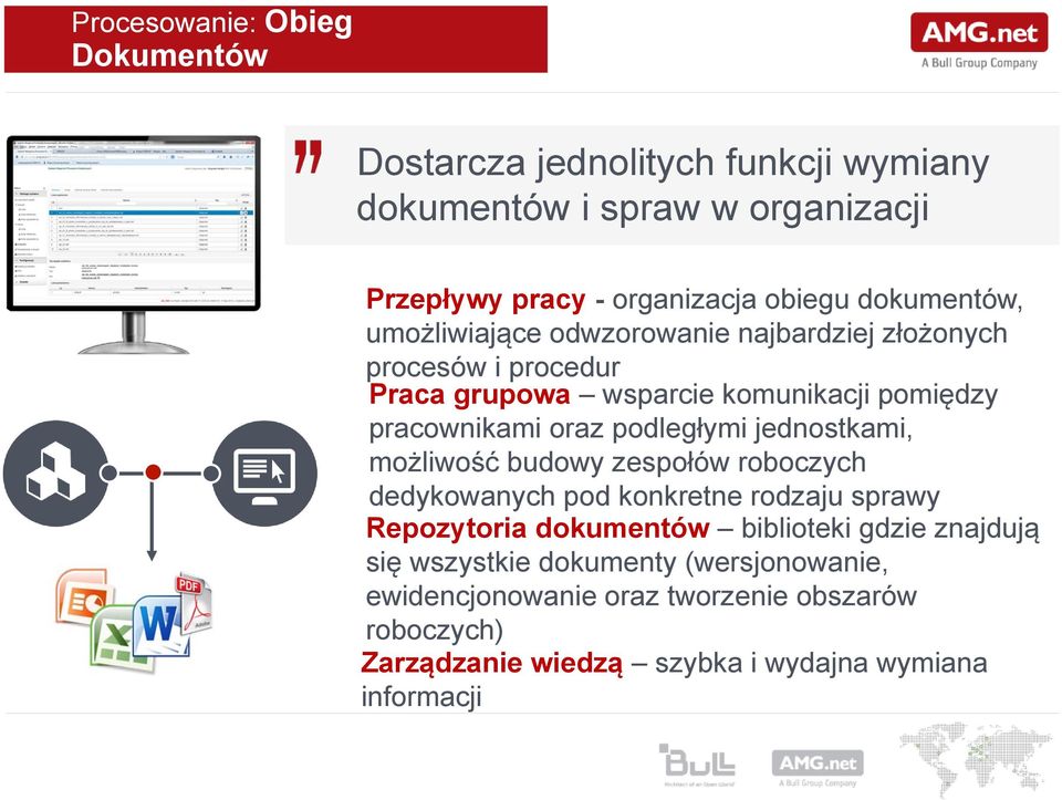 podległymi jednostkami, możliwość budowy zespołów roboczych dedykowanych pod konkretne rodzaju sprawy Repozytoria dokumentów biblioteki gdzie