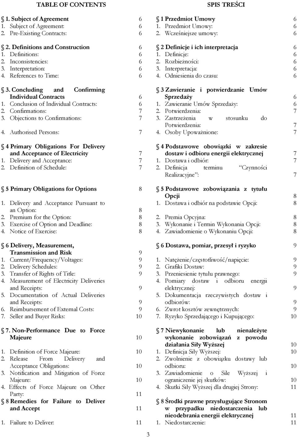 Odniesienia do czasu: 6 6 6 6 6 3. Concluding and Confirming Individual Contracts 6 1. Conclusion of Individual Contracts: 6 2. Confirmations: 7 3. Objections to Confirmations: 7 4.