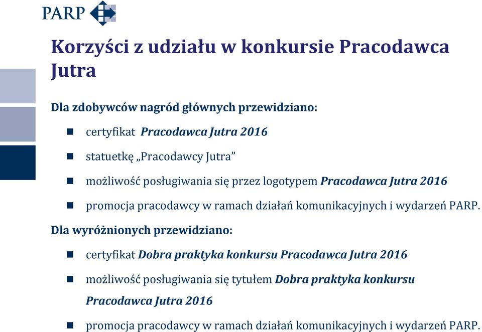 komunikacyjnych i wydarzeń PARP.