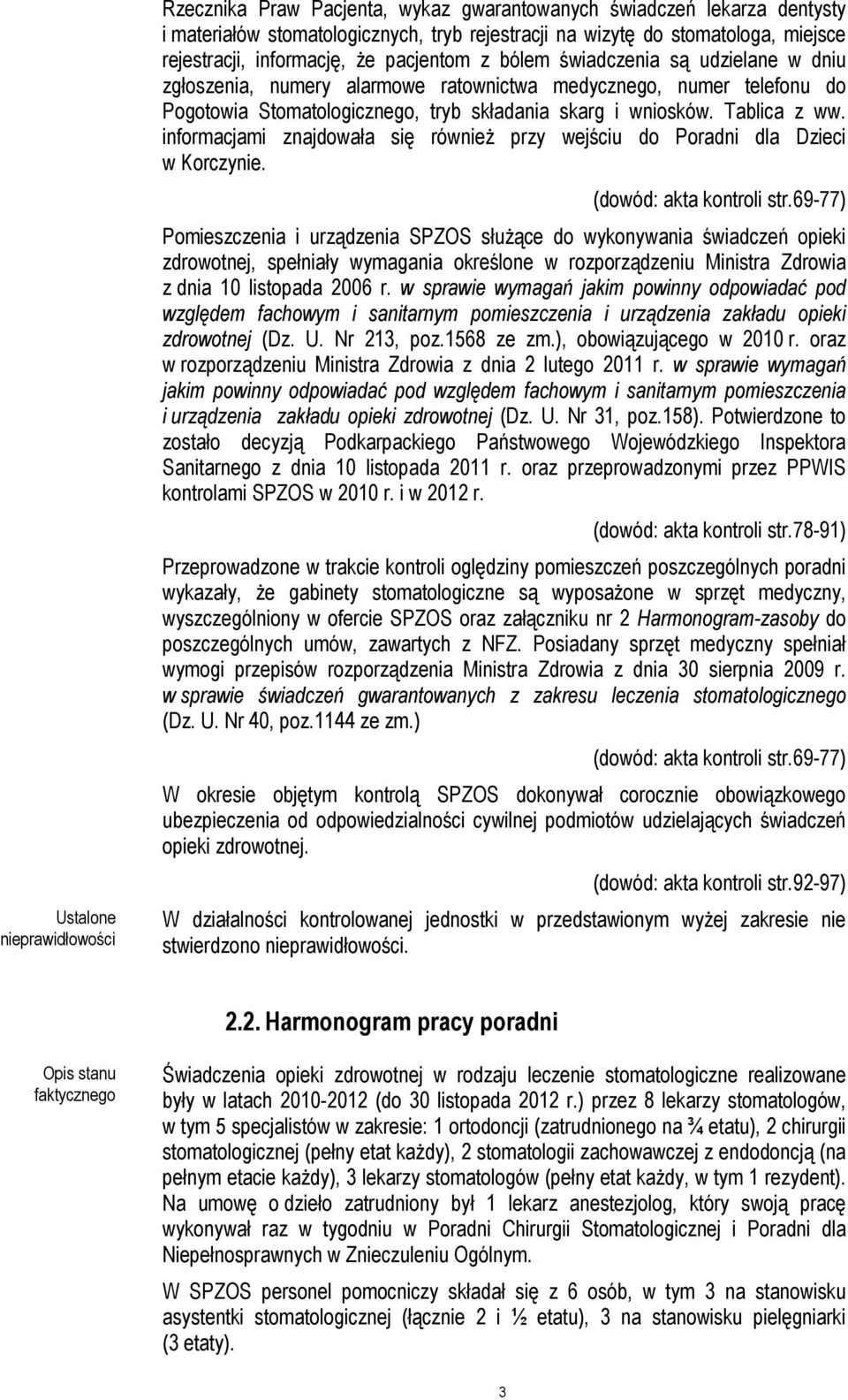 Tablica z ww. informacjami znajdowała się również przy wejściu do Poradni dla Dzieci w Korczynie. (dowód: akta kontroli str.