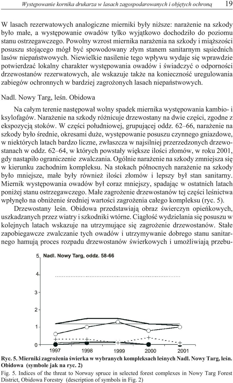 Powolny wzrost miernika nara enia na szkody i mi¹ szoœci posuszu stoj¹cego móg³ byæ spowodowany z³ym stanem sanitarnym s¹siednich lasów niepañstwowych.