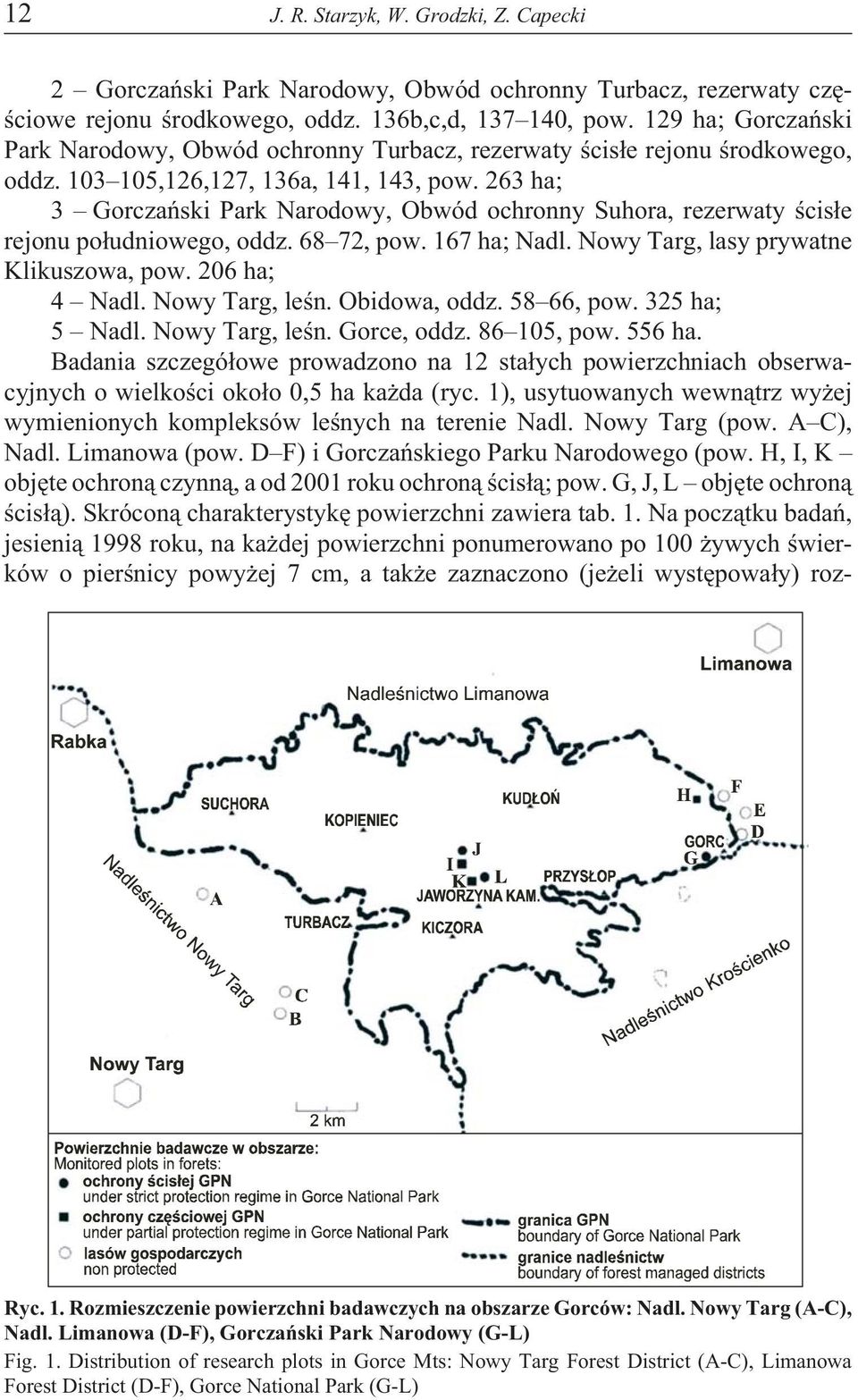 263 ha; 3 Gorczañski Park Narodowy, Obwód ochronny Suhora, rezerwaty œcis³e rejonu po³udniowego, oddz. 68 72, pow. 167 ha; Nadl. Nowy Targ, lasy prywatne Klikuszowa, pow. 206 ha; 4 Nadl.