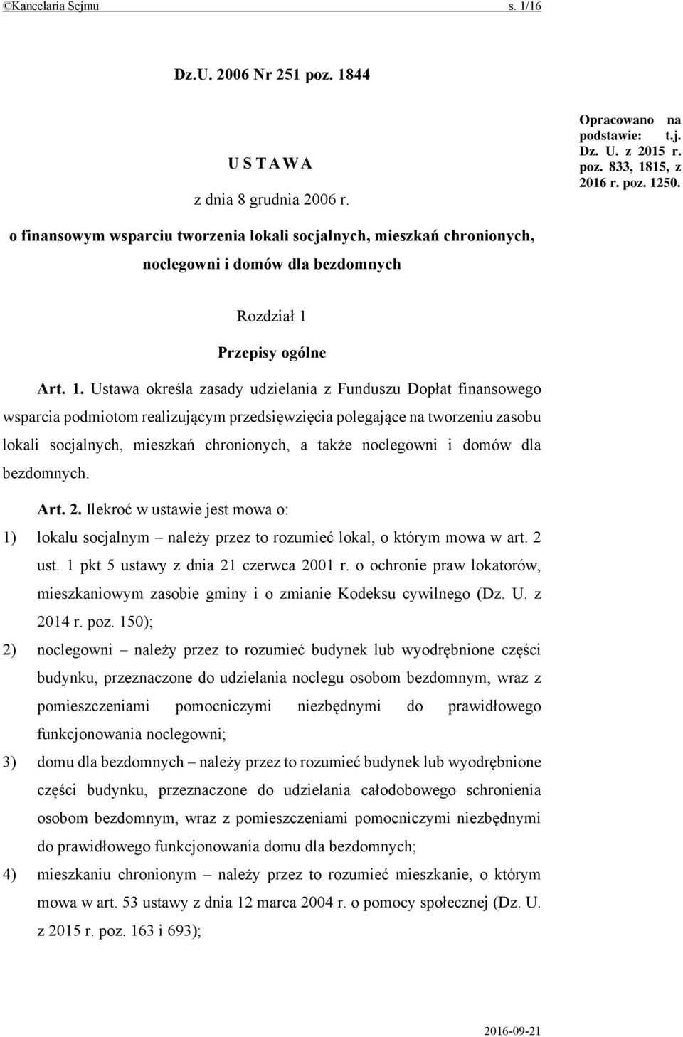 Przepisy ogólne Art. 1.