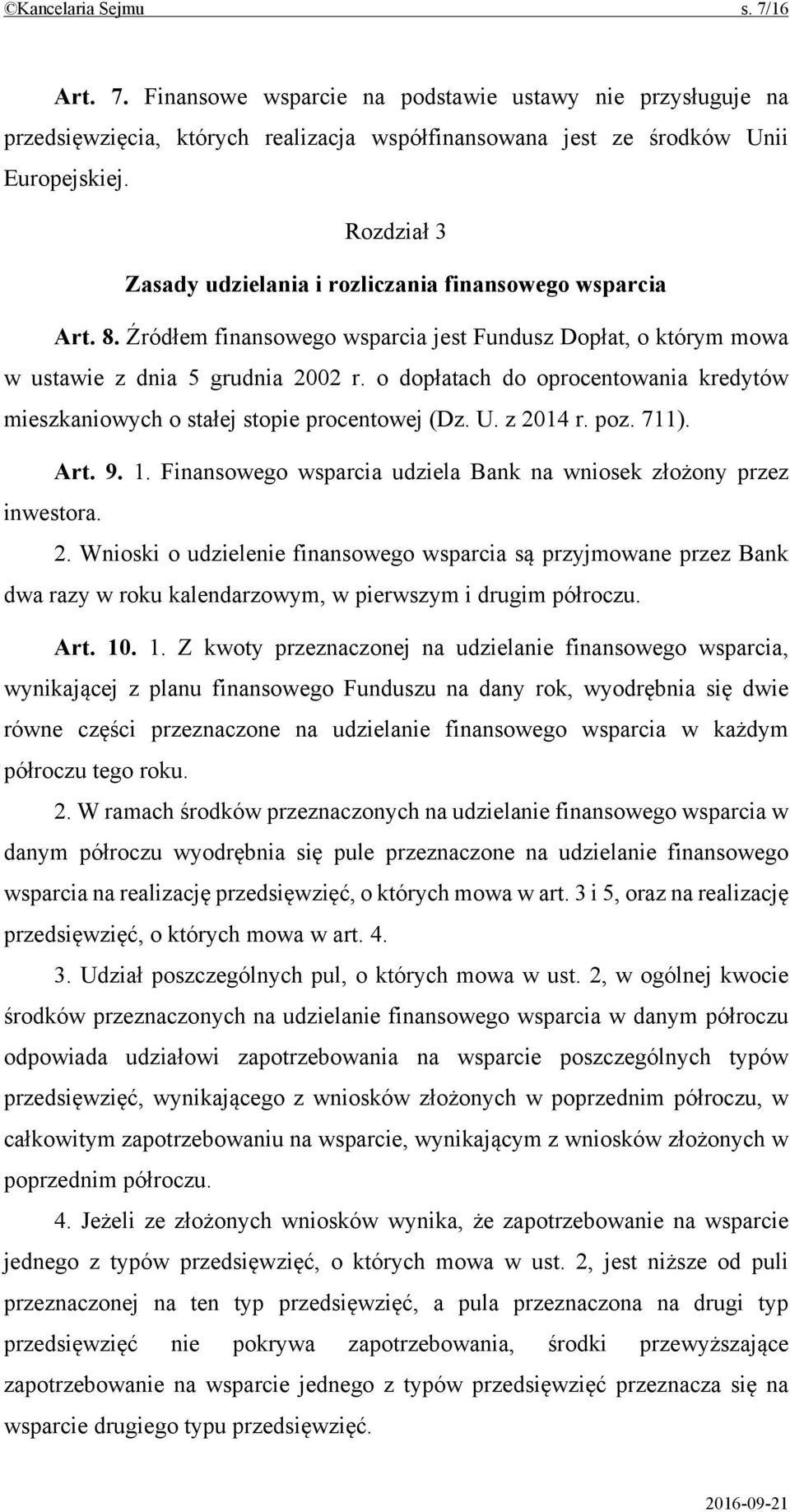 o dopłatach do oprocentowania kredytów mieszkaniowych o stałej stopie procentowej (Dz. U. z 20