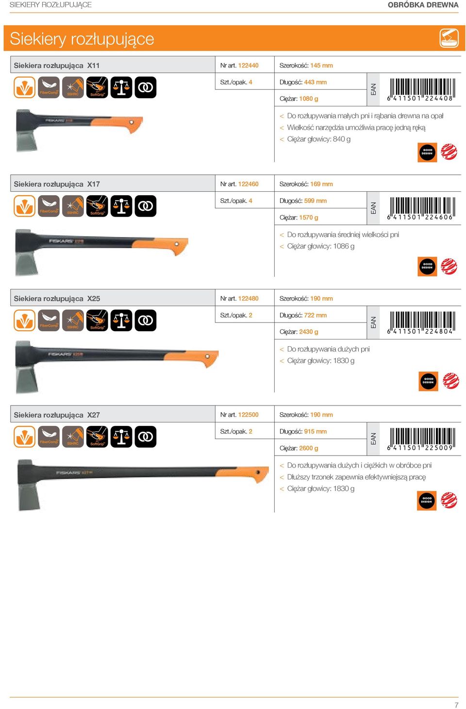 rozłupująca X17 Nr art. 122460 Szerokość: 169 mm Szt./opak.