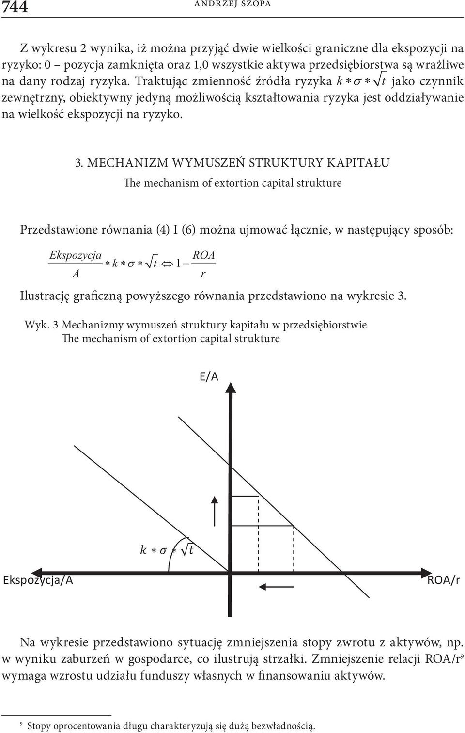 MECHANIZM WYMUSZEŃ STRUKTURY KAPITAŁU The mechanism of extotion capital stuktue Pzedstawione ównania (4) I (6) można ujmować łącznie, w następujący sposób: Ekspozycja k σ t 1 A Ilustację gaficzną