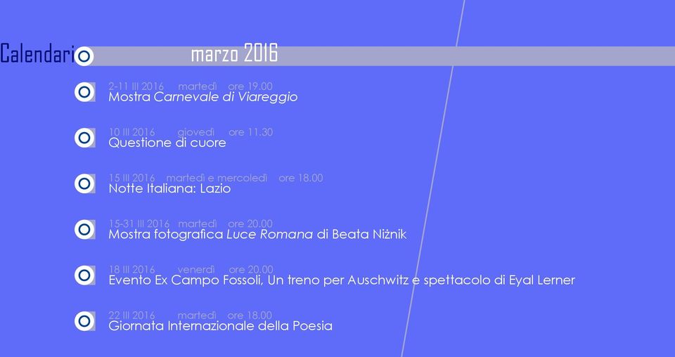 00 Notte Italiana: Lazio 15-31 III 2016 martedì ore 20.