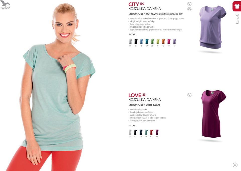 i miękka w dotyku koszulki S - XXL 01 15 59 39 31 42 40 47 LOVE 123 KOSZULKA DAMSKA Single Jersey, 1 % viskóza, 150 g/m 2 modna koszulka damska luźny krój z