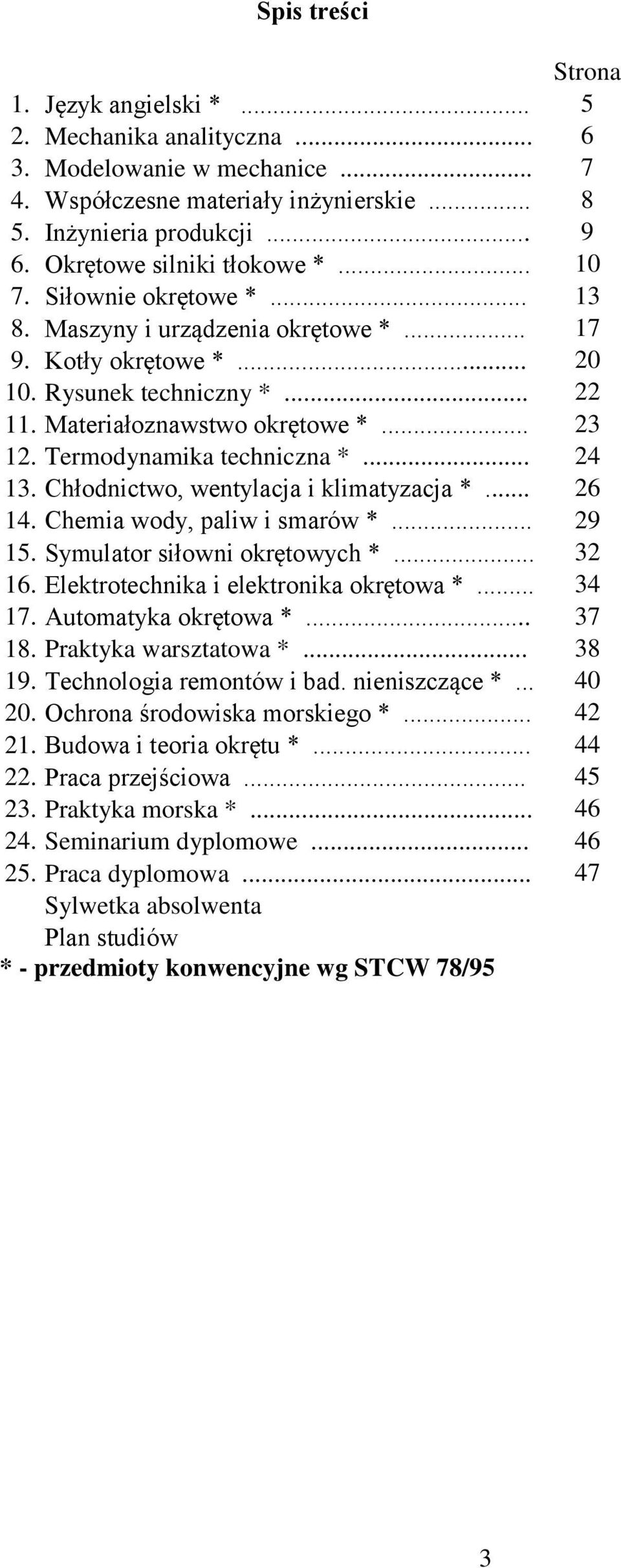Termodynamika techniczna *... 4 13. Chłodnictwo, wentylacja i klimatyzacja *... 6 14. Chemia wody, paliw i smarów *... 9 15. Symulator siłowni okrętowych *... 3 16.