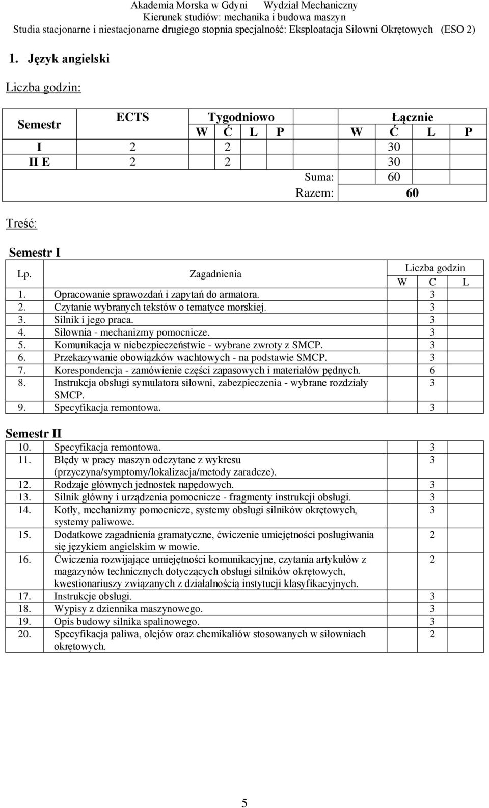 3 3. Silnik i jego praca. 3 4. Siłownia - mechanizmy pomocnicze. 3 5. Komunikacja w niebezpieczeństwie - wybrane zwroty z SMCP. 3 6. Przekazywanie obowiązków wachtowych - na podstawie SMCP. 3 7.