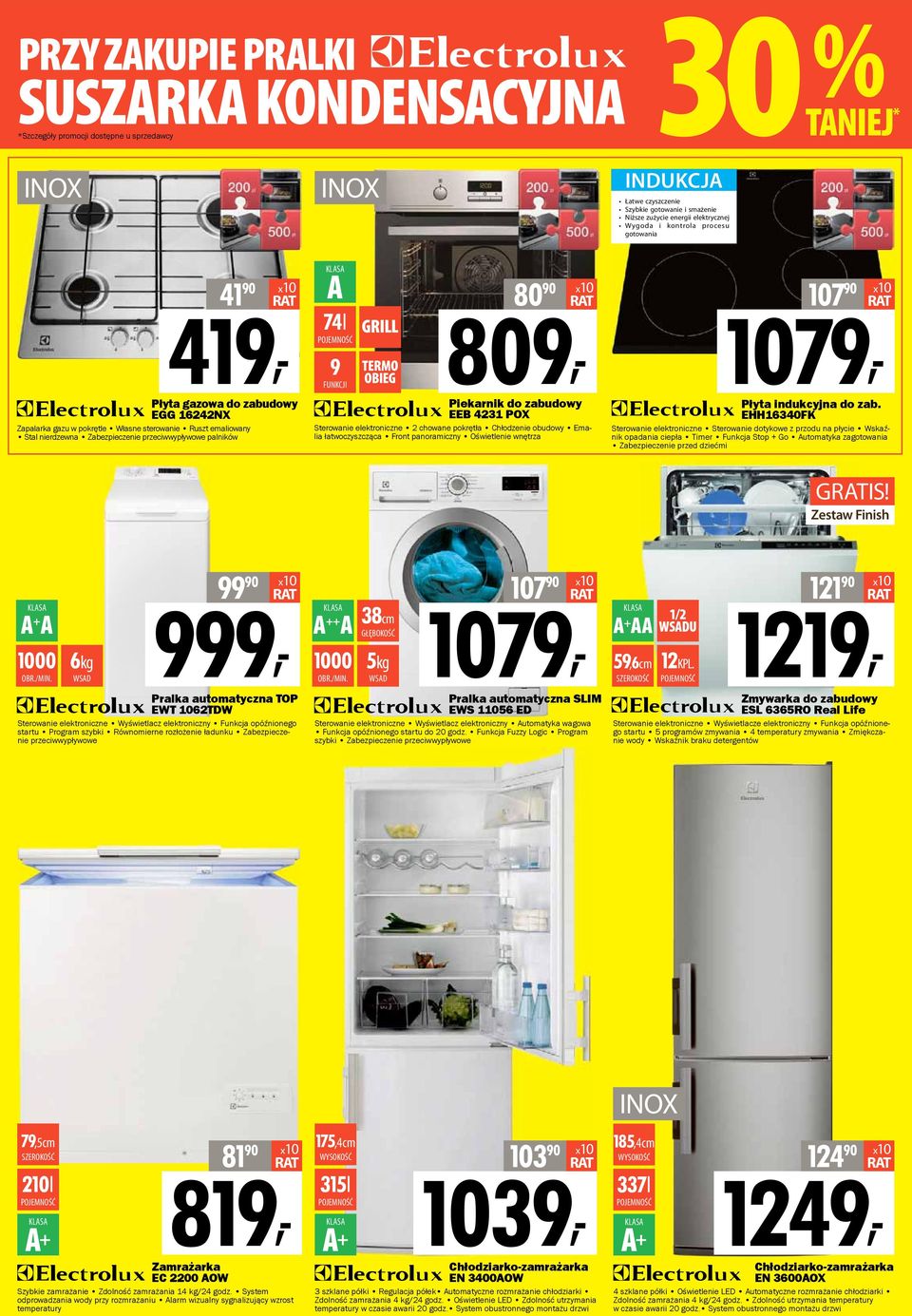 74l 9 FUNKCJI GRILL TERMO OBIEG 80 90 x10 809, Piekarnik do zabudowy EEB 4231 POX Sterowanie elektroniczne 2 chowane pokrętła Chłodzenie obudowy Emalia łatwoczyszcząca Front panoramiczny Oświetlenie