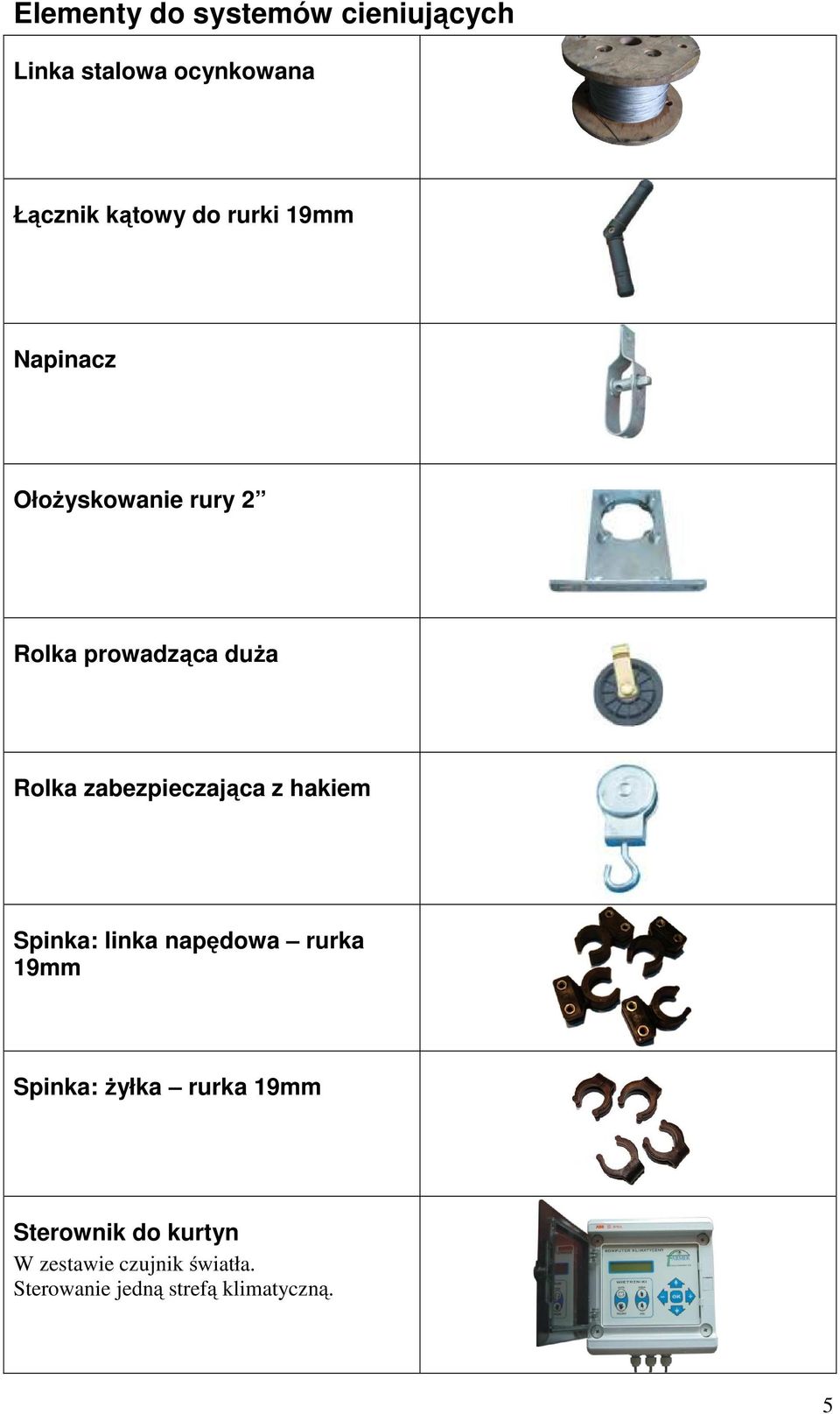 zabezpieczająca z hakiem Spinka: linka napędowa rurka 19mm Spinka: żyłka rurka