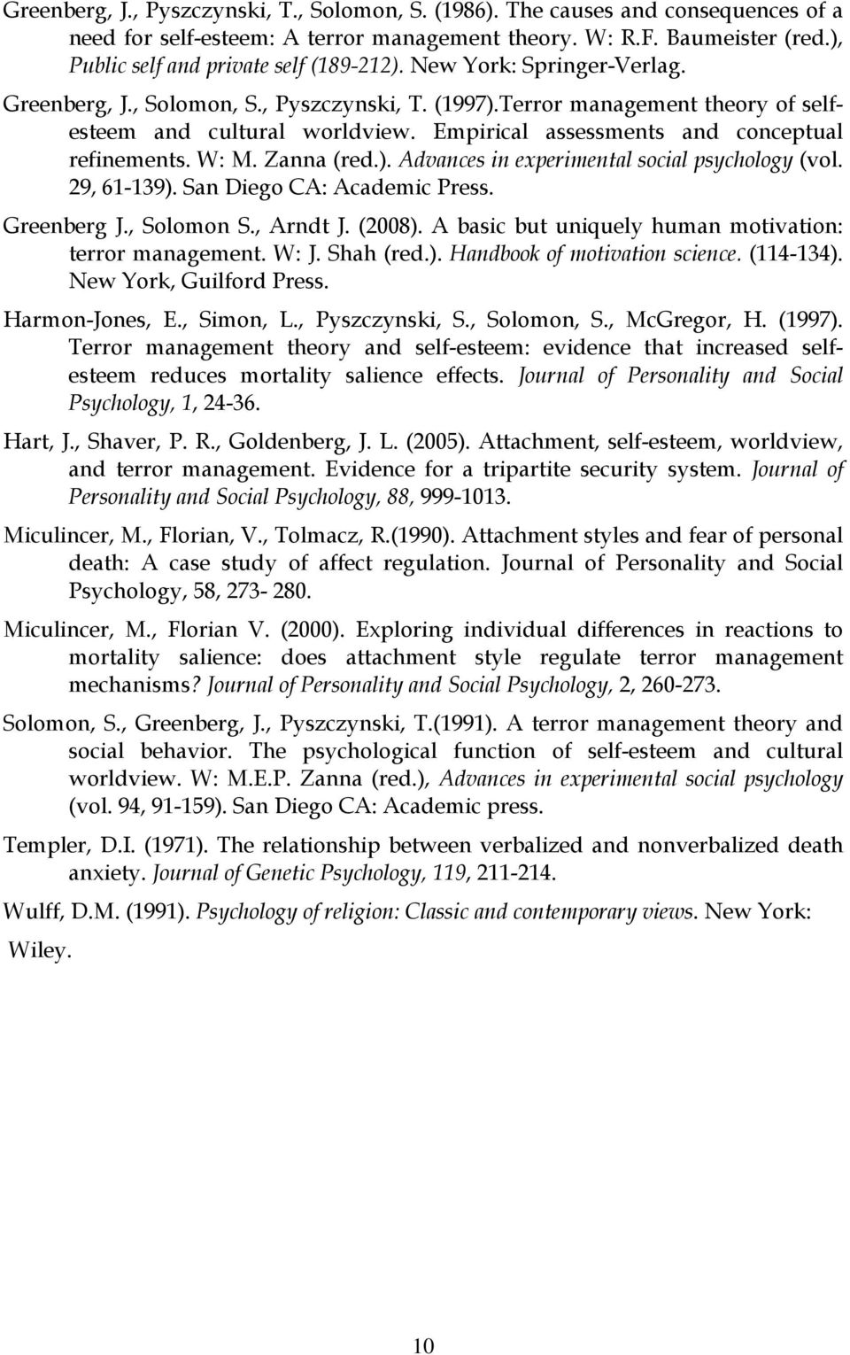 Empirical assessments and conceptual refinements. W: M. Zanna (red.). Advances in experimental social psychology (vol. 29, 61-139). San Diego CA: Academic Press. Greenberg J., Solomon S., Arndt J.