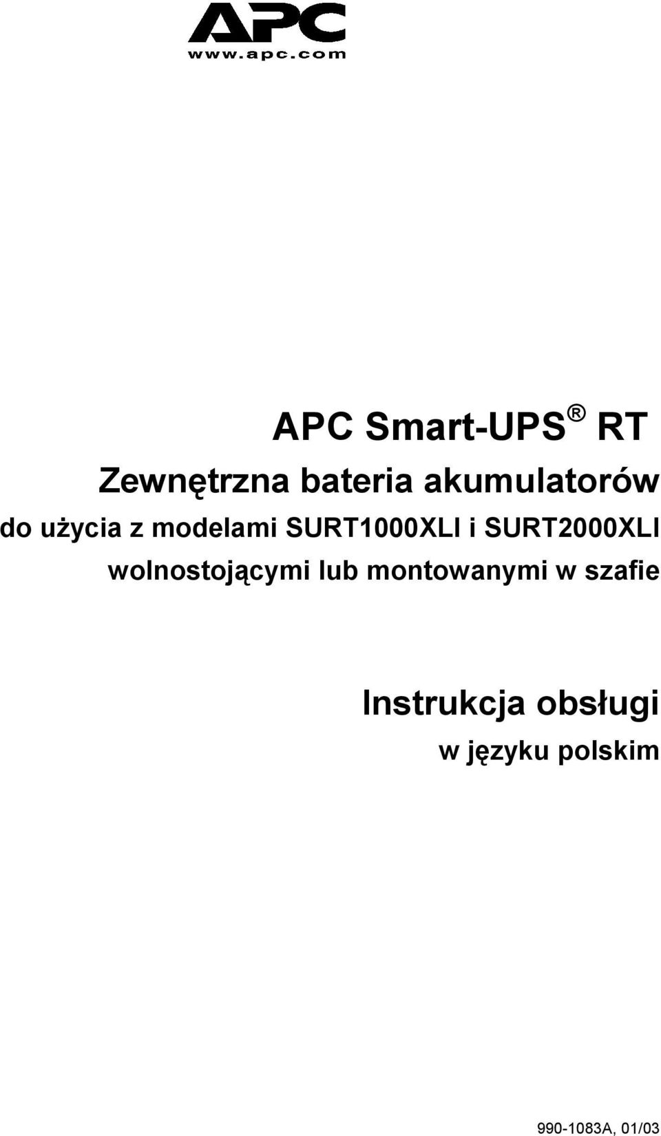 i SURT2000XLI wolnostojącymi lub montowanymi w