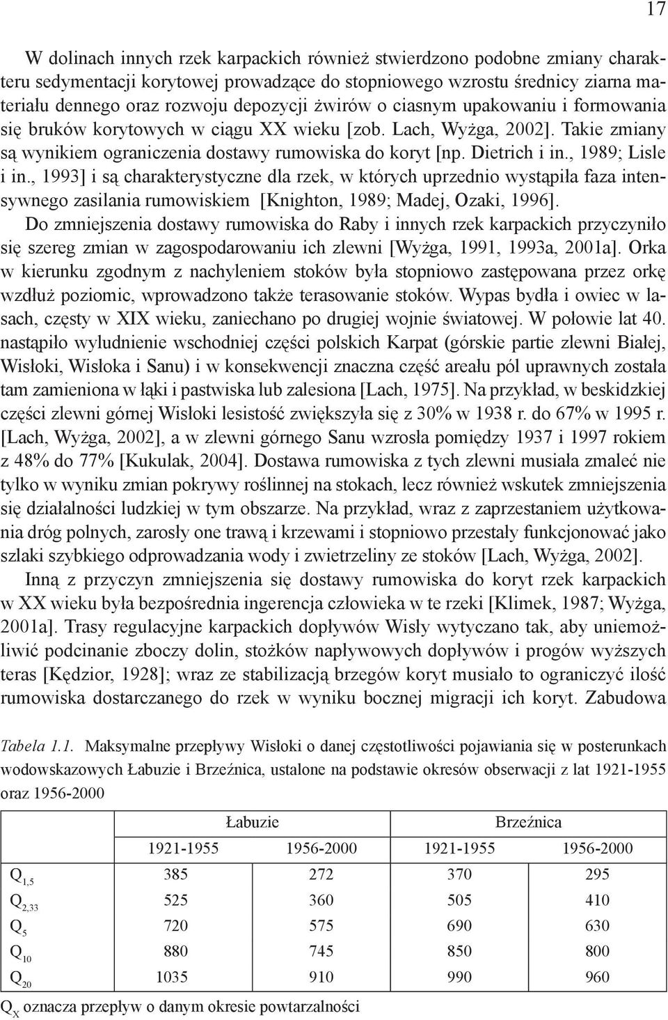 , 1989; Lisle i in., 1993] i są charakterystyczne dla rzek, w których uprzednio wystąpiła faza intensywnego zasilania rumowiskiem [Knighton, 1989; Madej, Ozaki, 1996].