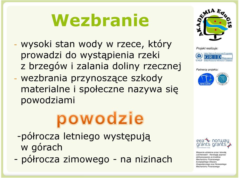 wezbrania przynoszące szkody materialne i społeczne nazywa się