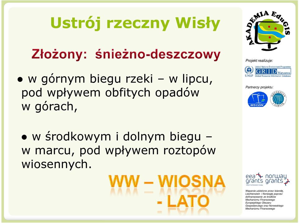 opadów w górach, w środkowym i dolnym