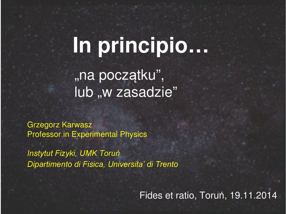 Instytut Fizyki, UMK Toruń Dipartimento di