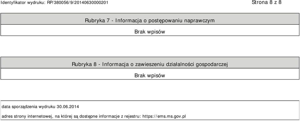 data sporządzenia wydruku 30.06.
