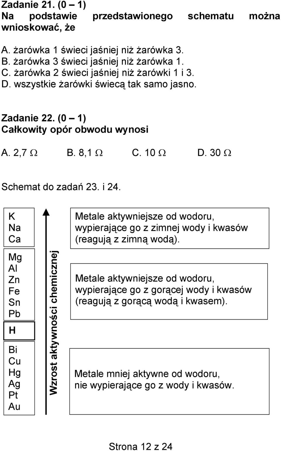 30 Ω Schemat do zadań 23. i 24.