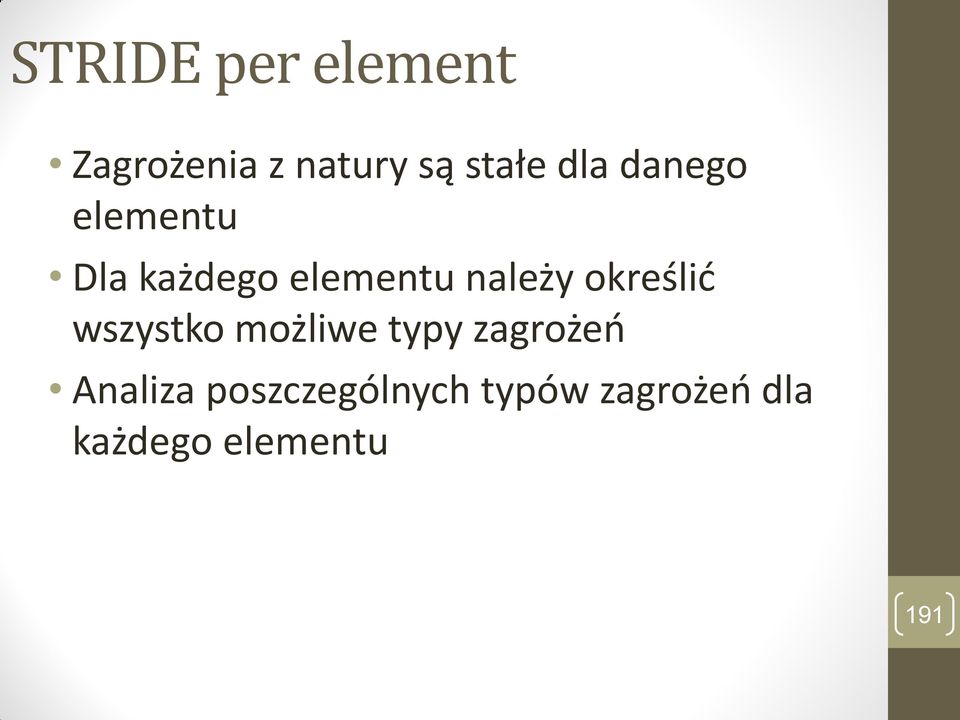 określić wszystko możliwe typy zagrożeń Analiza